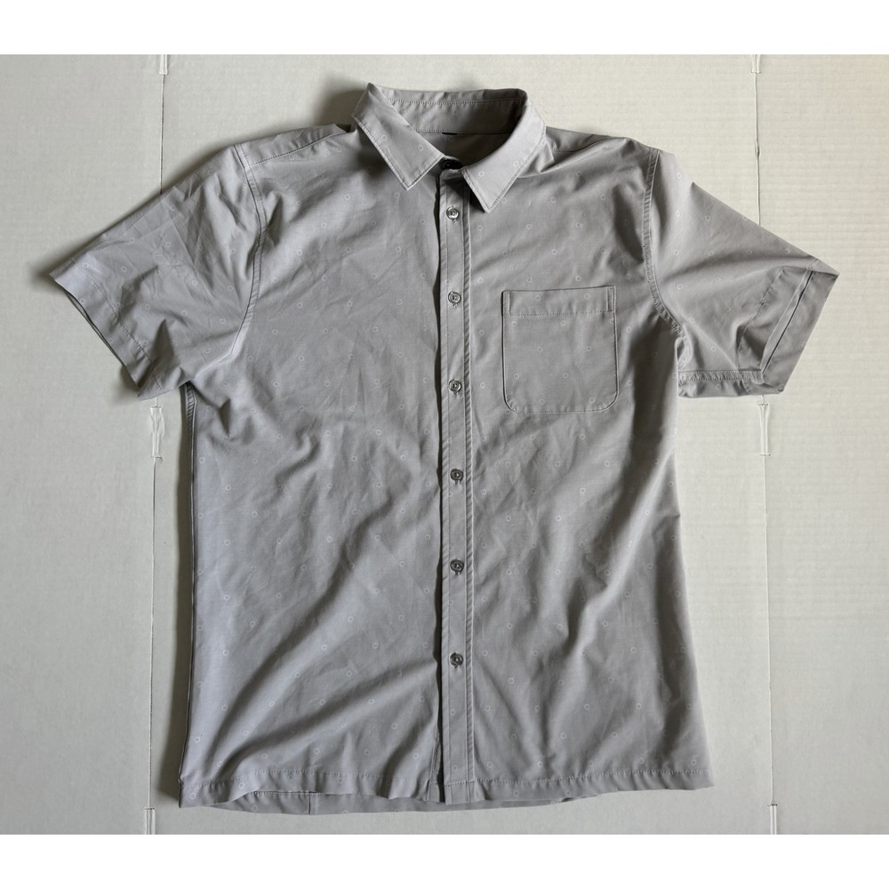 Vuori Bridge Shirt Mens Medium Gray Short Sleeve Button Up Casual  V184